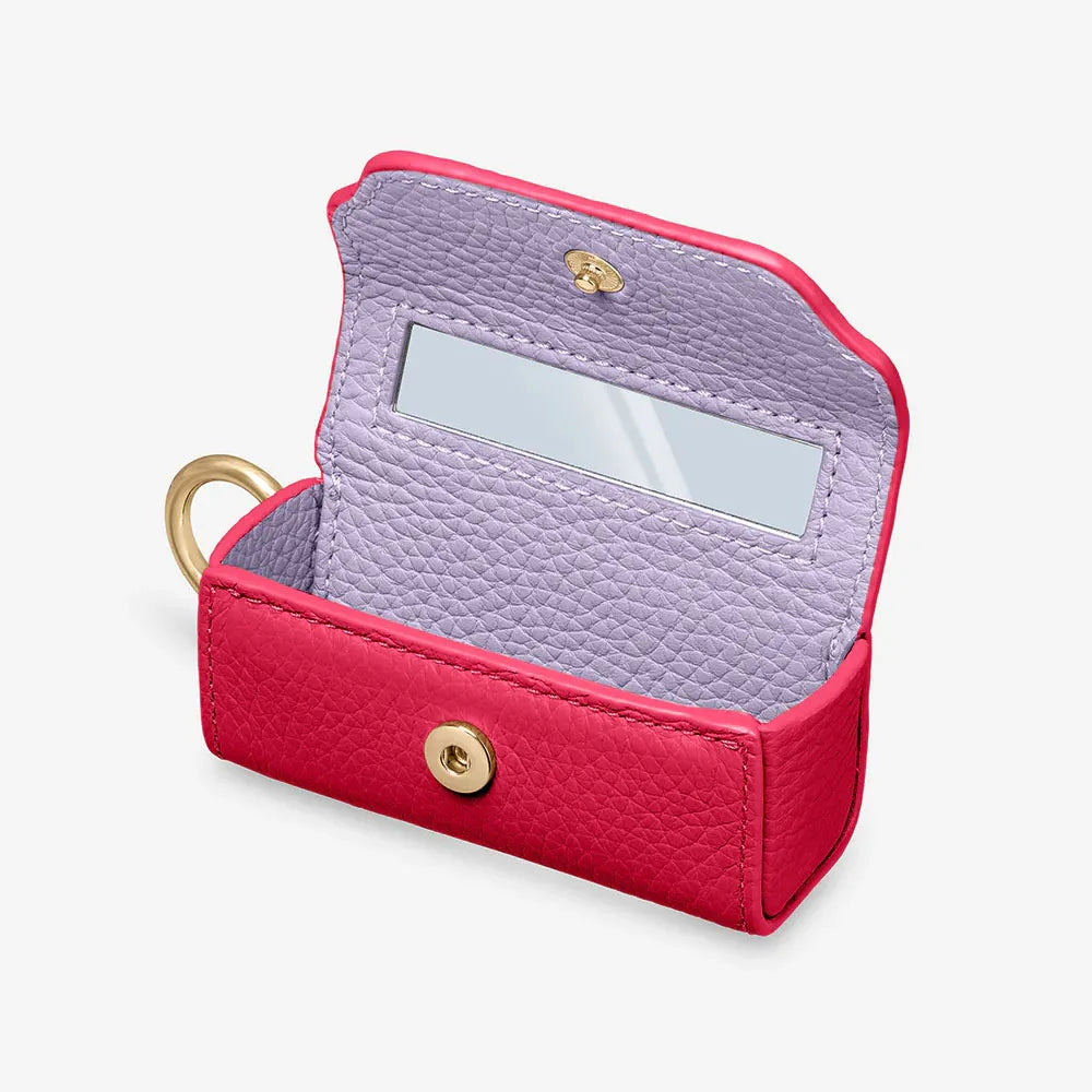 Soft Portable Lady Mini Magnetic Flip Cover Leather Lipstick Storage Case with Mirror Luxury Custom Makeup Organizer Bag Hanging