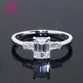 2ct Moissanite Engagement Ring 14k Real Gold  Fancy  Emerald Cut Moissanite Ring 3 Stone Moissanite Ring for Wedding