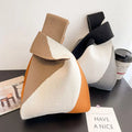 New Patchwork Colors Knitted Shopping Bag Handbags Elegant Chunky Knit Bags for Women Knitting Woven Tote Bag