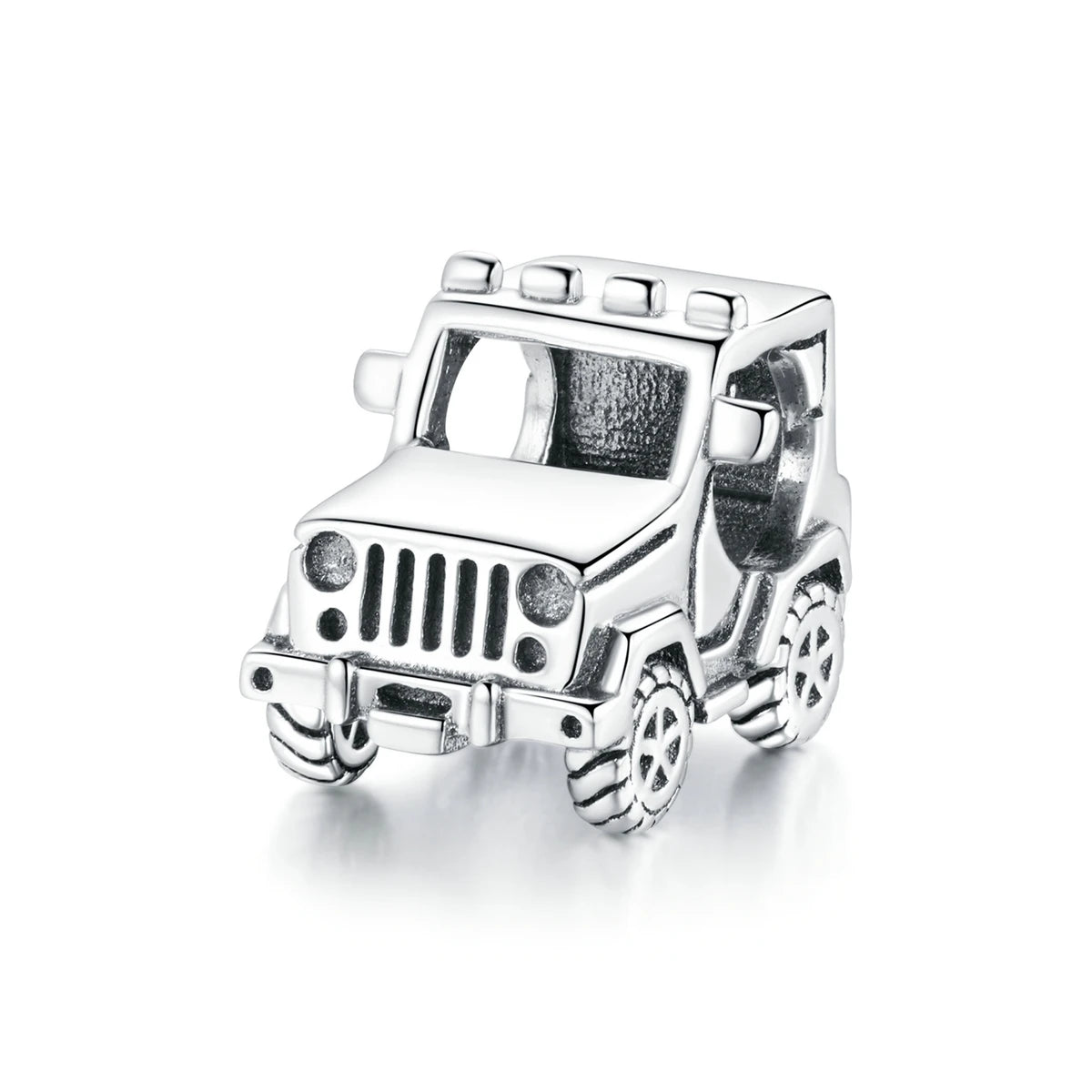 925 Sterling Silver Pickup Truck Charm Bead Off-Road Jeep Pendant for Bracelet Making Vintage Car Jewelry DIY Gift for Women