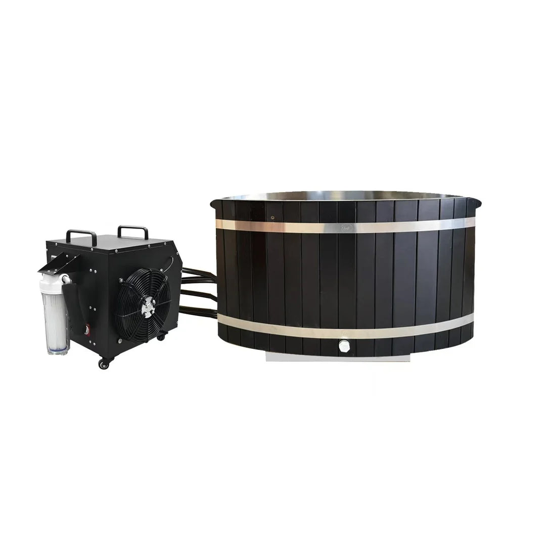 HELIUS Red Cedar Oval Black Ice Bath Tub - Outdoor Cold  with Insulated Cover Custom Engraving