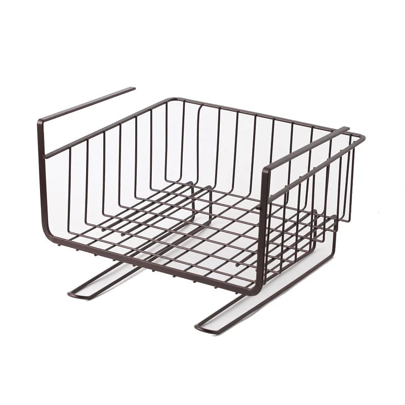 Under Cabinet Hanging Storage Basket Spice Shelf Ware Shelving Organizer for Kitchen Pantry Desk Bookshelf