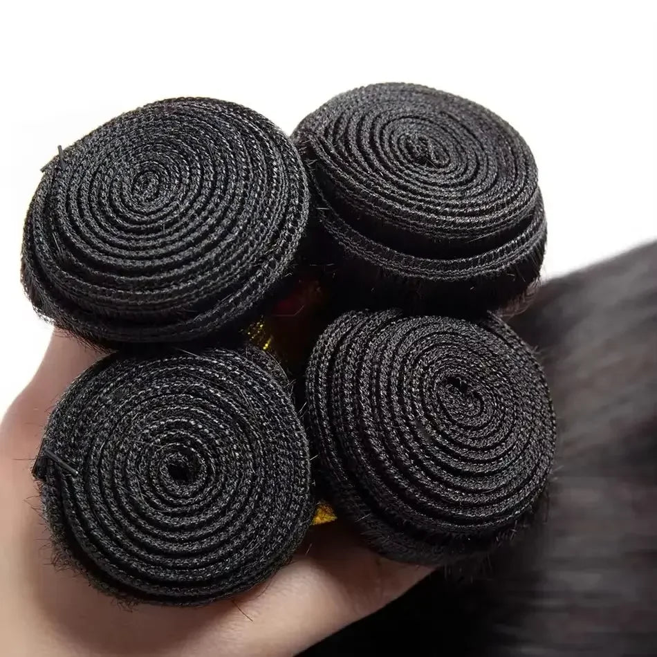 Bone Straight Brazilian Remy Human Hair Extensions for Black Women Natural Black Straight Double Weft Machine Processed Bundles