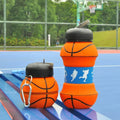 Bulk Sublimation Basketball-Shaped Kids Water Bottle BPA-Free Silicone With Foldable Lid Running Cycling Sport Style Drinkware
