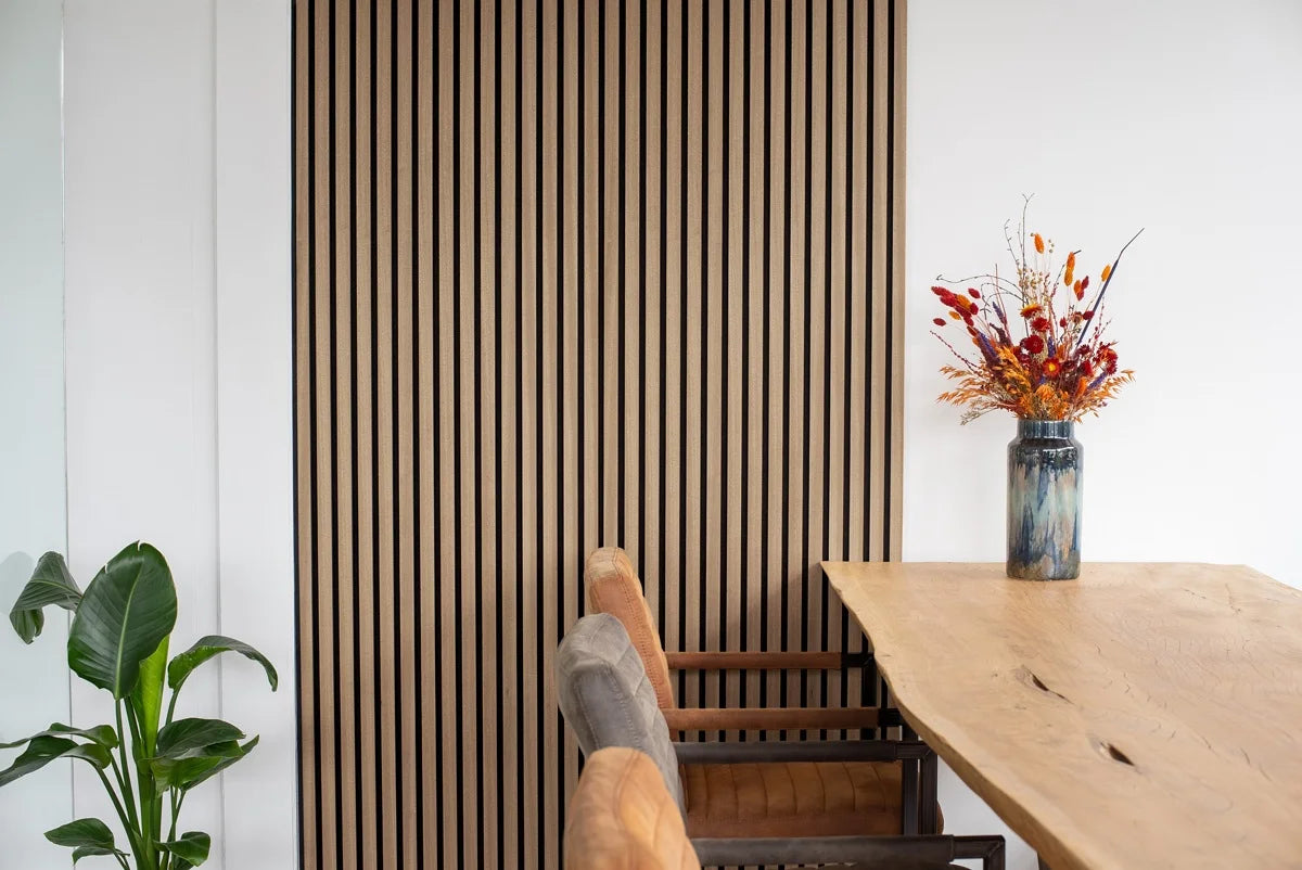 KASARO Light Oak MDF Slat Panels Wooden Slats Sound Absorbing Wall Panel Slat 3d Acoustic Wall Panels for Store