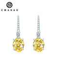 New Style Fashion Yellow 4CT 11mm Oval Cut Yellow Cubic Zirconia Sterling Silver Hook Earrings for Women Sister