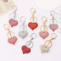 Luxury Peach Heart Keychain High-End Rhinestone Sparkling Pendant for Bag Car Diamond Cut Keyring Fashion Women Accessories