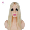 Fuirna  8*13cm Handtied 12A European Mono Silk Women Blonde Hair Toppers for Women Human Hair