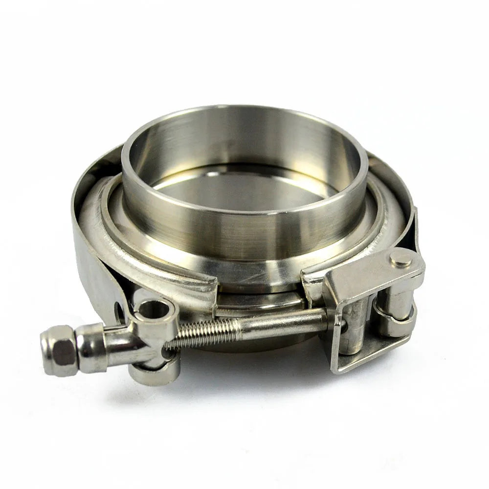 2.5" Inch 304 Stainless Steel Quick Release V Band Clamp with Male Female Flange Kit Heavy Duty Hose and Pipe Clamp