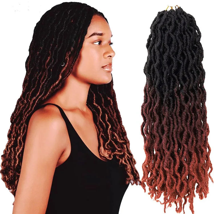 Gypsy Locs Wavy Nu Gypsy Faux Locs Crochet Hair Extensions Gypsy Locks Solid and Ombre Color Synthetic Hair for Braiding 18 Inch MegaBDM