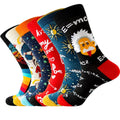 Wholesale Latest Fashion Stripes Cartoon Big Man Sun Character Stars Bright Custom Socks With Words