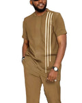 Men's Casual Short Sleeve Colorblock Walking Suits Factory Wholesale Set of African Clothing