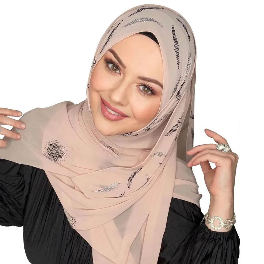 New Indonesian Hot Diamondladies Fashion Wrap Scarf Wholesale Plain Chiffon Scarf Muslim Hijab