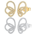 Fine Jewelry Earrings 18K Gold Plated Hypoallergenic Cubic Zirconia Butterfly S925 Sterling Silver Stud Earrings for Women Girl