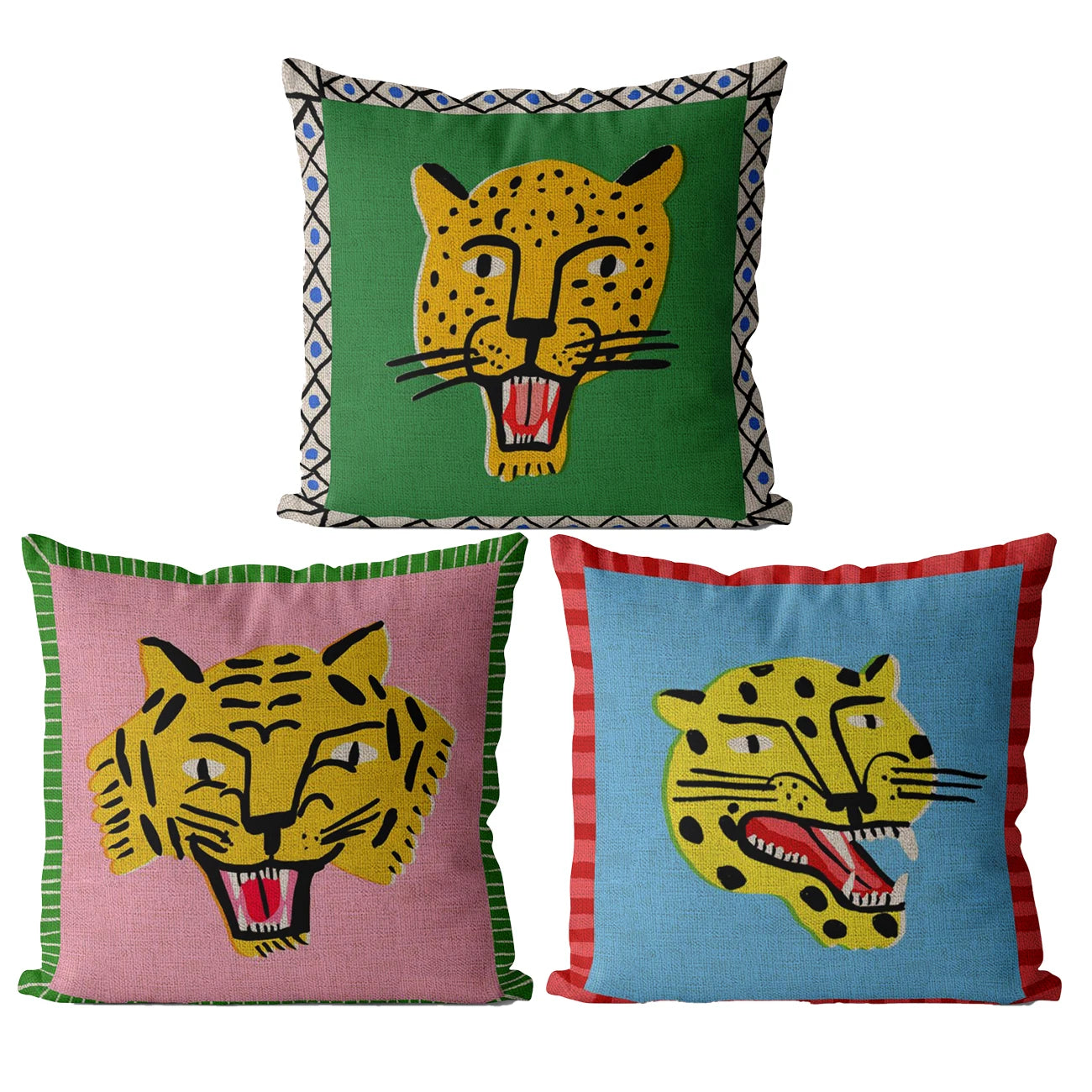 Cute Cartoon Tiger Cushion Cover Autumn Jungle Home Decoration Pillowcase Animal Sofa Bedroom Cushion Cover Pillowcase