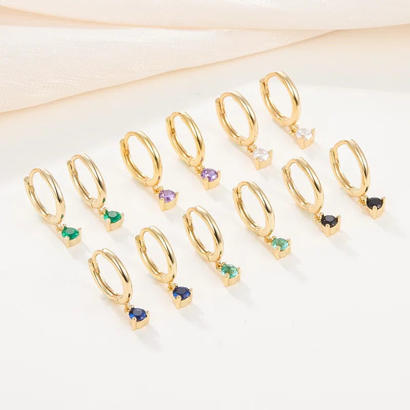 Hot Sale 925 Sterling Silver Gold Plating Claw Setting Round Zircon Drop Earring for Women Wholesale