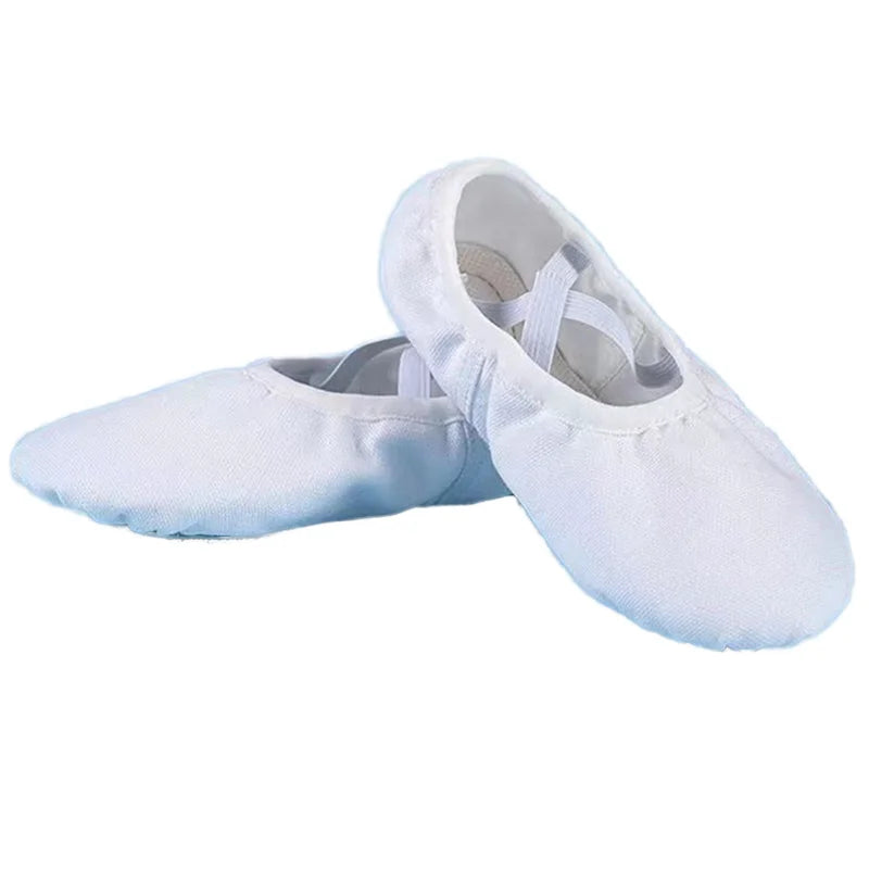 High Quality Canvas Female Ballet Flats Soft Sole Dance Exercise Shoes for Adults and Girls with Leather Sole