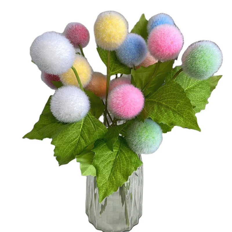 Wholesale Cheap 3 Forks Wool Ball Artificial Flowers for Various Christmas Graduation Valentine's Day Mother's Day Easter