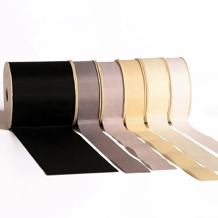 Custom Printed 100% Polyester Fabric Double Face Embossed Cut Edge Grosgrain Ribbon With Custom Logo 100mm Width for Gift Use