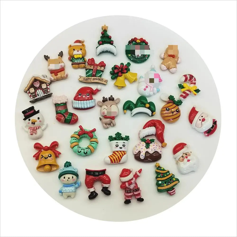 Cute Cartoon Christmas Series Flat Back Resin Charms  Cabochons Scrapbooking DIY Jewelry Crafts Decoration Accessories