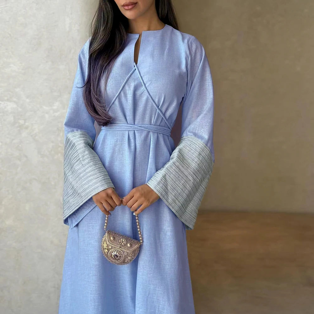 Embroidered Palestine Abaya Ramadan Eid Dubai Luxury Robe Islamic Clothing Wholesale Modest Robes Women Muslim Dress Abayas