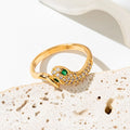 Fashion Jewelry 14K Gold Plated Snake Rings Cubic Zirconia Colorful Ring for Women