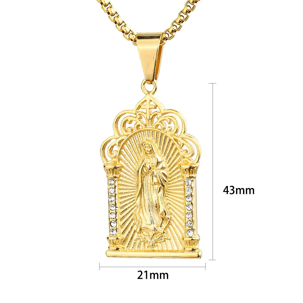 European and American Cross-border Original Design Virgin Mary Stainless Steel Titanium Steel Factory Spot Wholesale