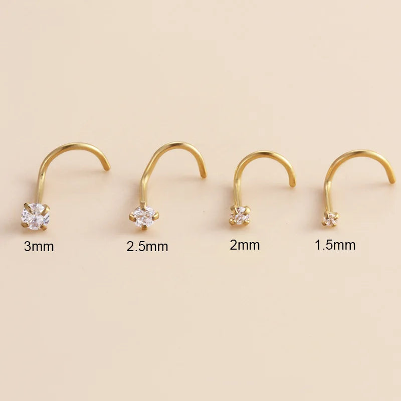 2023 Fashion New Stainless Steel 18K Gold Plated Texture Light Luxury Perforated Zircon Nose Ring Spot Wholesale
