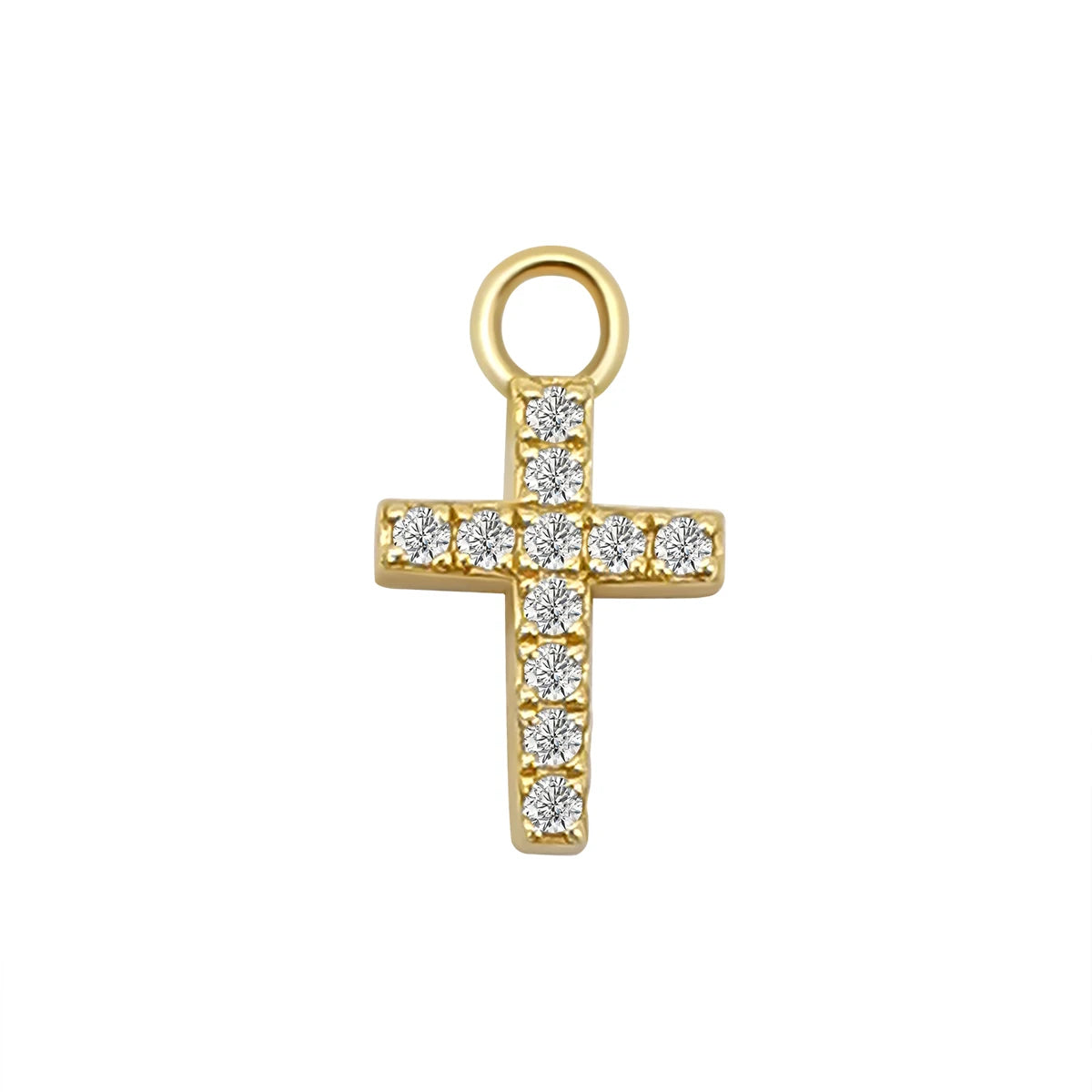 1000S Fine Jewelry 14K Gold Jewelry Findings & Components Cross Charms with Moissanite for Rings Bracelets Necklaces DIY mm