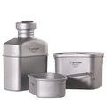 Outdoor Camping Titanium Canteen Cups Set Water Bottle Bowl Kettle Cooking Set Mess Kit