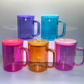 Hot Sale Colorful 15oz Coffee Jelly Glass Beer Can and Plastic Lid Sublimation Glass Mug