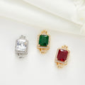 Luxury Rectangle CZ Gold Plated Jewelry Connector Charms for Necklace Bracelet Jewelry Making