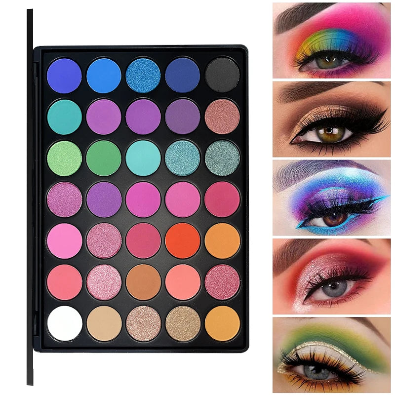 #35E Eyeshadow Palette Bright Color Matte Shimmer Makeup Long Lasting High Pigmented Eye Shadow