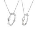Valentine's Day Gift Rhodium Plated X Shape Geometric Necklace 925 Sterling Silver Branches Hollow Oval Pendant Necklace