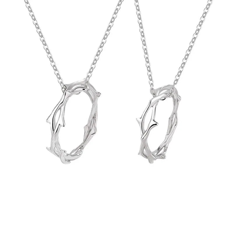 Valentine's Day Gift Rhodium Plated X Shape Geometric Necklace 925 Sterling Silver Branches Hollow Oval Pendant Necklace