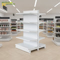 Customizable Heavy Duty Metallic Supermarket Display Shelf Solid Construction Single/Double Sided Quick Installation for Stores
