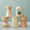 Dreamhause Nordic Solid Wood Living Room Table Creative Retro Round Stump Side Table