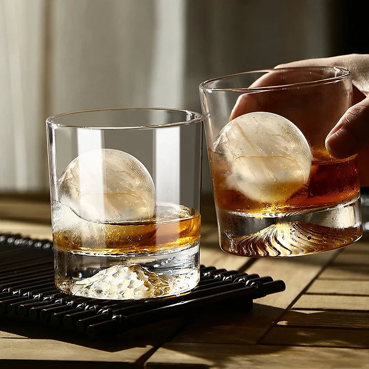 Creative Shot Glass Bottom Mountain Shape Heavy Base Mount Fuji Old-fashioned Snow Mountain Crystal Whisky Glass Set