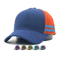 Custom Logo Bulk Australian Quality 5 Panel High Profile Strip Print Structured Mesh Cap Gorras Trucker Hat With Leather Patch