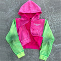 Custom Rhinestone Hoodies Men Sun Faded Zipper Embroidered Acid Washed Embroidery 420 460 500 Gsm Zip up Hoodie Manufacturers