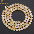 Bling Fashion Hip Hop Jewelry 8mm Gold Plated Brass AAAAA CZ Diamond Iced Out Plum Blossom Flower Tennis Chain Necklace