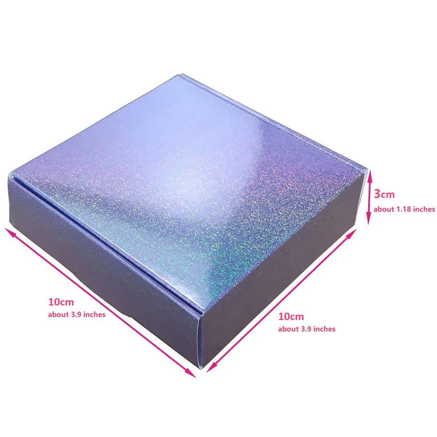 Cute Mini Sparkling Violet Lilac Glitter Holographic Paper Box for Jewelry Bracelet Sales Packaging