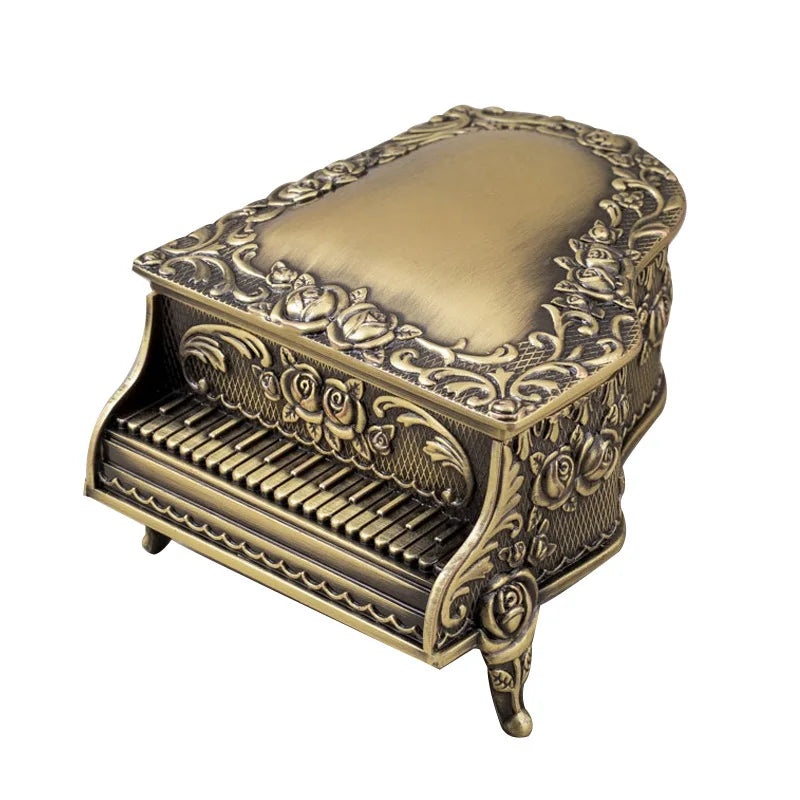 New Piano Jewelry Box European Creative Rose Bronze Luxury Jewelry Box Metal Desktop Jewelry Storage
