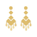 Latest 18K Gold Plated Stainless Steel Jewelry Geometric Rhombus Water Drop Tassel for Women Party Accessories Earrings E231502
