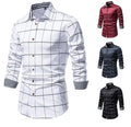 New Checked Long Sleeve Lapel Shirts Button Plaid Printed Business Office Tops Men's Clothes Casual Shirt
