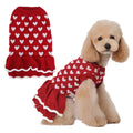 Sweet Luxury Print Cat Dog Dress Knit Sweater Autumn Winter Pet Party Wedding Girl Pug Chihuahua Puppy Clothes Skirt