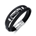 Hot Sale Double Row Magnetic Closure Bracelets Handmade Retro Rope Bracelet Multilayer Braided Genuine Leather Hand Bracelet Men