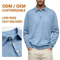 Autumn Casual Long Sleeve T Shirt Mens Turn-Down Collar Belt Closure Custom Logo Print Polo T-Shirt Breathable and Sustainable