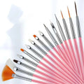 Wholesale 15 Nail Pen Set Plastic Nail Brush Color Drawing Pen Nail Brush Set Tool
