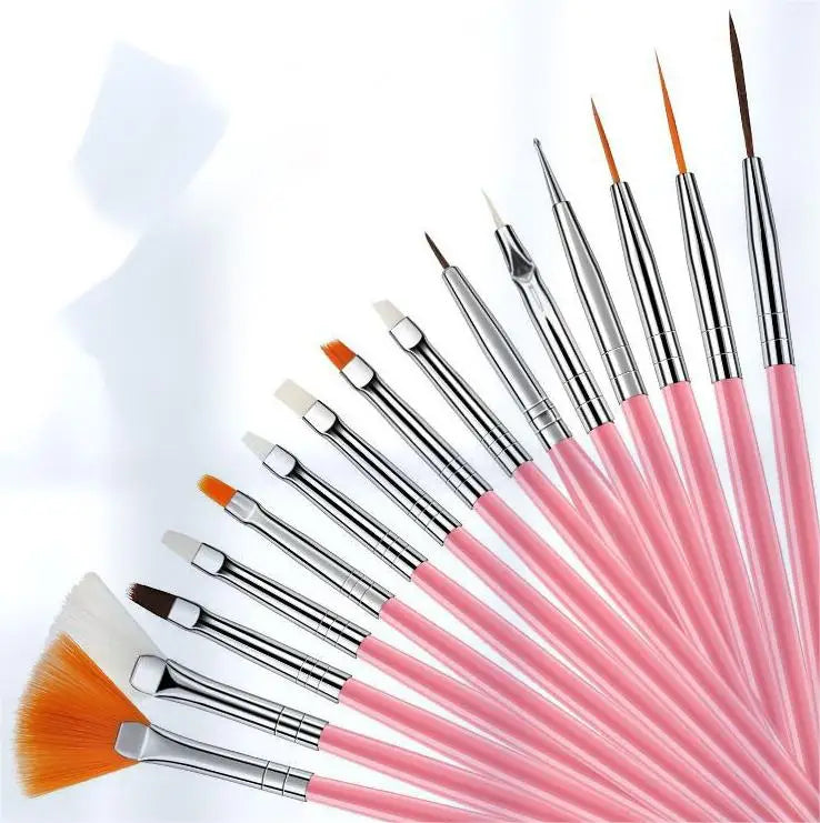 Wholesale 15 Nail Pen Set Plastic Nail Brush Color Drawing Pen Nail Brush Set Tool